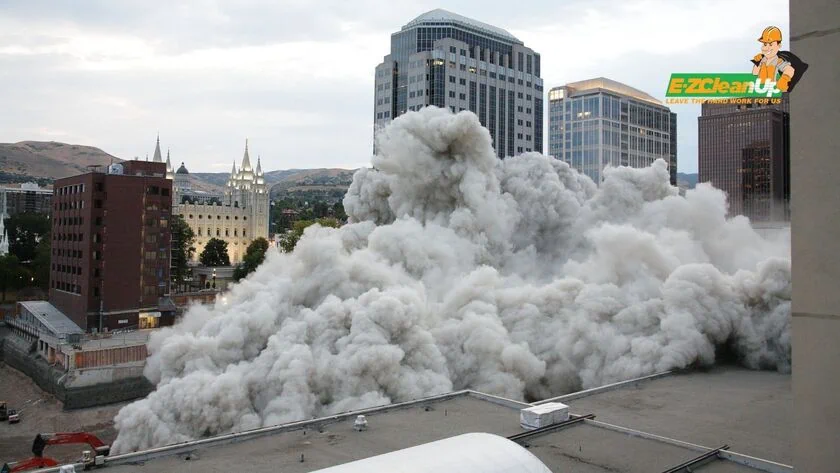 controlled demolition with dust