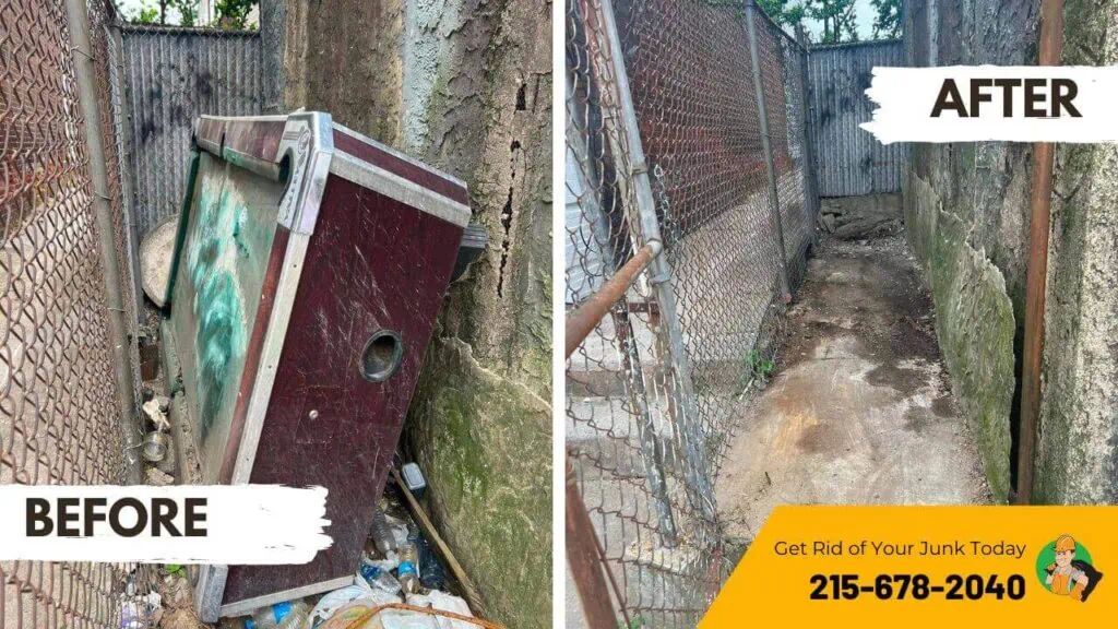 before and after removing a pool table in Philadelphia