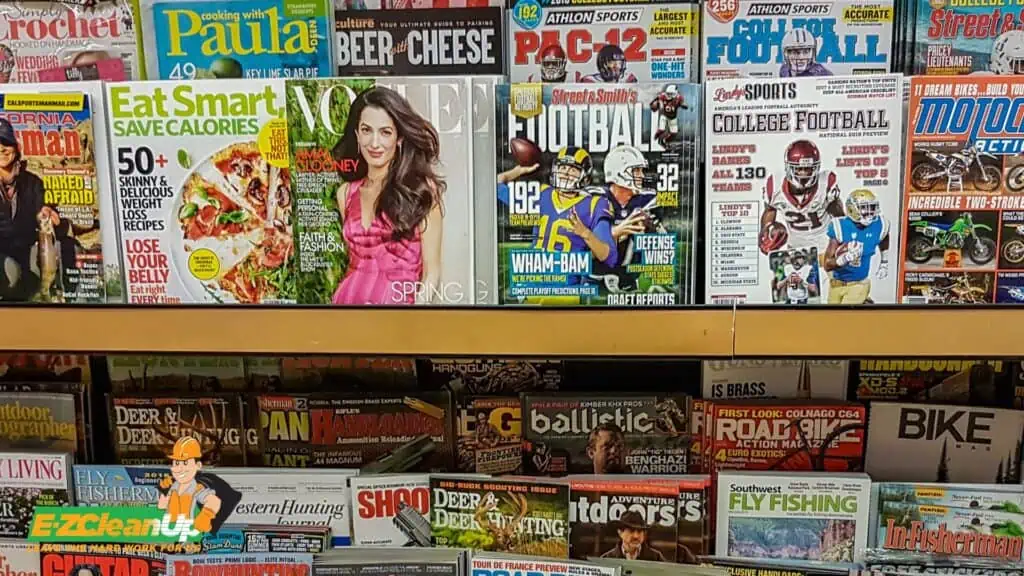 magazines on display