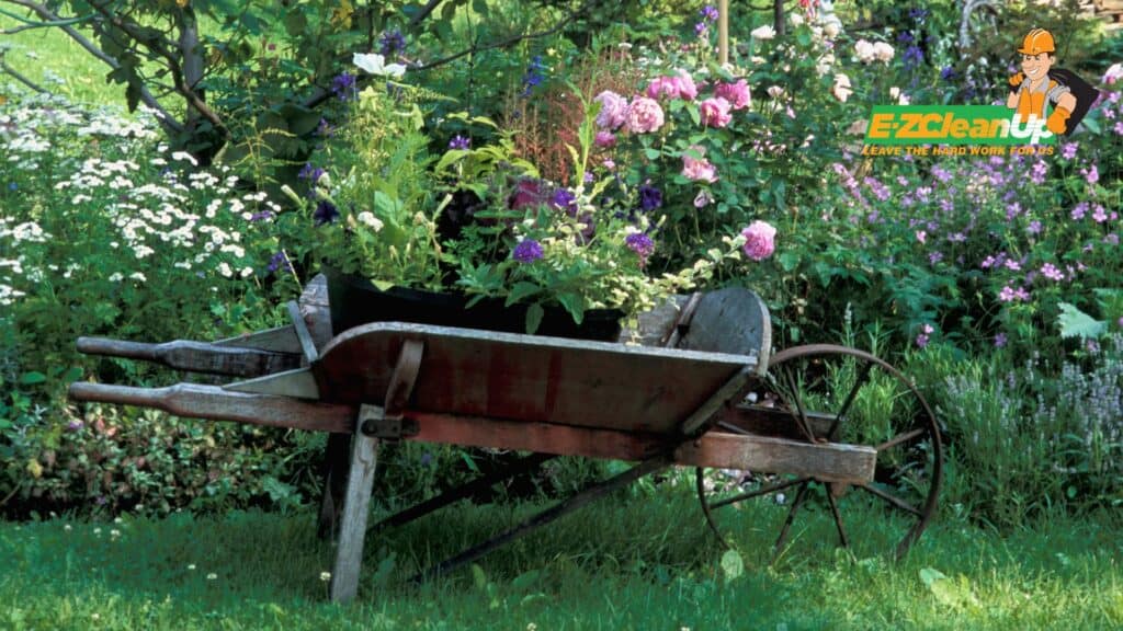 old wheelbarrow planter