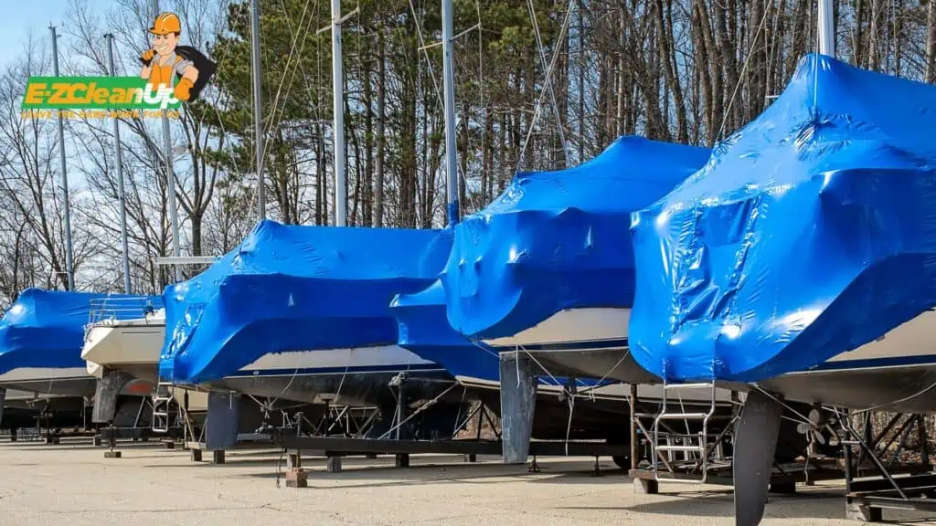blue tarp for disposal