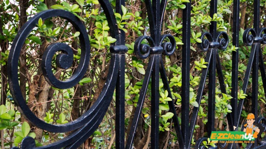 black wrought iron fence
