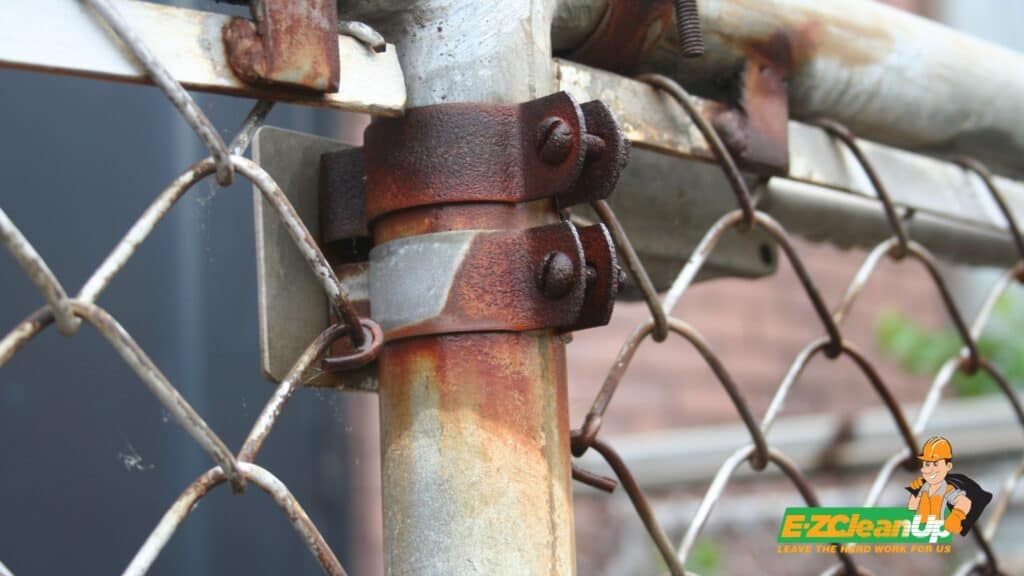 rusty chain link fence