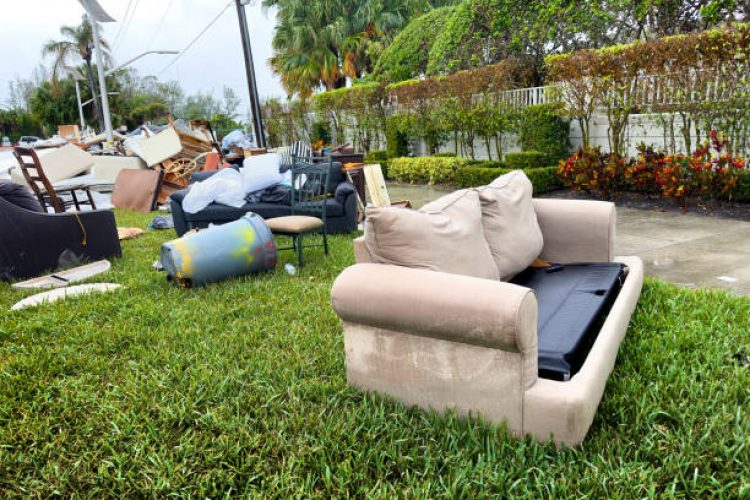 Roadside garbage in residential area Roadside garbage in residential area