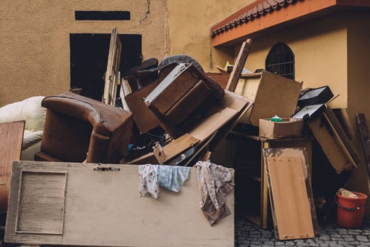 A lot of different garbage -waste on the street A lot of different garbage -waste on the street