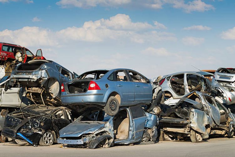 Scrap cars awaiting recycling